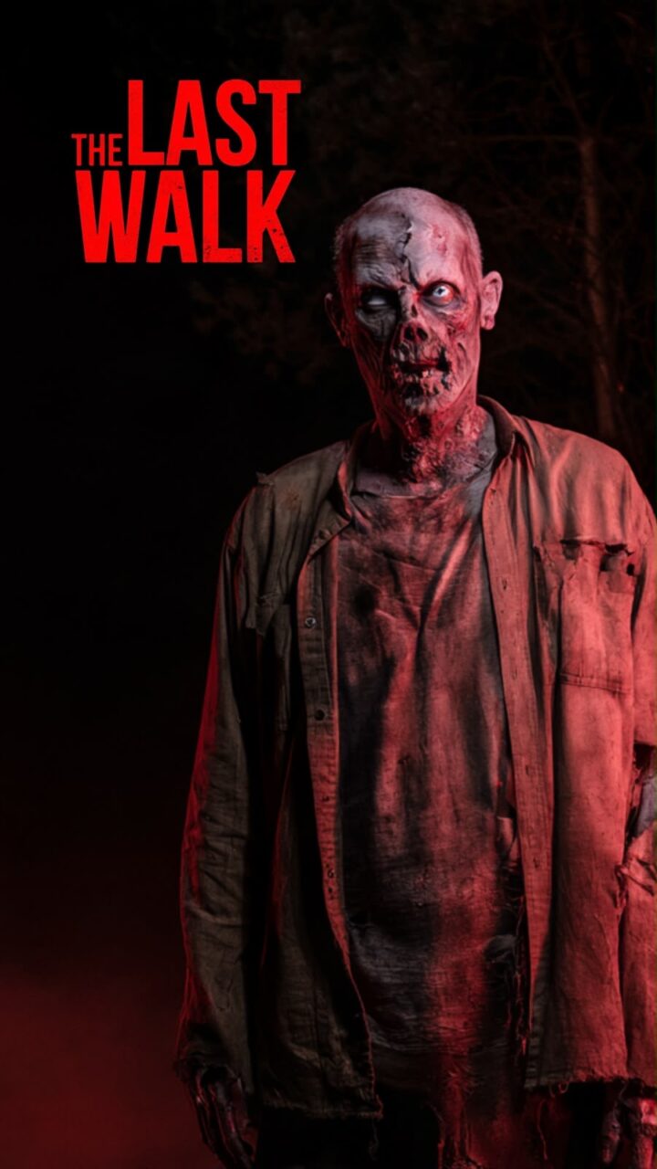 A zombie in a forest at night, poster for *The Last Walk*